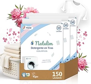 Detergente en Tiras para Lavadora Ecológico y Hipoalergénico - Natulim - 150 Lavados - 3 Pack 1 Detergente en Tiras para Lavadora Ecológico y Hipoalergénico - Natulim - 150 Lavados - 3 Pack