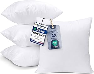 Utopia Bedding Relleno de Cojín 50 x 50 cm (4 Unidades), Fibra Virgen Siliconada, Almohadas de Sofá (Blanco) 1 Utopia Bedding Relleno de Cojín 50 x 50 cm (4 Unidades), Fibra Virgen Siliconada, Almohadas de Sofá (Blanco)