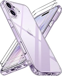 ivoler Clara Funda para iPhone 17, con 2 Piezas Cristal Templado, Anti-Amarillo