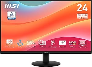Monitor de 23,8" FHD para Oficina: Panel IPS de 1920 x 1080, 100 Hz, 4 ms, EyesErgo Tech, inclinación Ajustable, HDR Ready - Negro