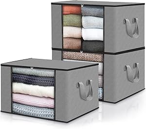 ¿La mejor opción para organizar tu armario? edihome, Cajas Almacenaje Ropa, Bolsas para Guardar Ropa, Organizador Armario, con Asas Reforzadas, Cajas Organizadoras, Fundas de Tela Resistente (Gris claro, Pack de 3) 1 ¿La mejor opción para organizar tu armario? edihome, Cajas Almacenaje Ropa, Bolsas para Guardar Ropa, Organizador Armario, con Asas Reforzadas, Cajas Organizadoras, Fundas de Tela Resistente (Gris claro, Pack de 3)