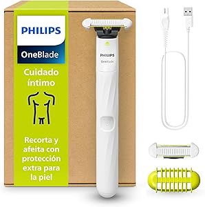 Philips OneBlade Intimate, diseñada para el cuidado púbico, Recorta y afeita