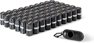 Amazon Basics Bolsas de basura para perros con dispensador y clip para correa, Sin fragancia, 900 bolsas (60 paquetes de 15)
