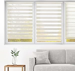 Blindecor Indus SIN HERRAMIENTAS | Estor Enrollable Sin Taladrar de Doble Capa | Color Lino 40 x 130 cm (ancho x largo) | Tamaño de la Tela 37 x 125 cm