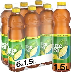 Fuze Tea Original, Sabor Limón, Botellas de 1,5 L, Pack 6 - ¡La mejor bebida de té para refrescarte!