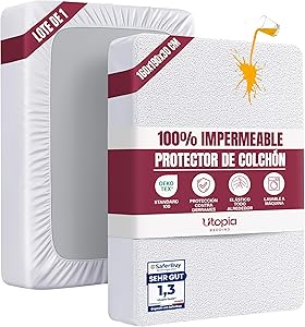 Utopia Bedding Protector Colchón 160 x 190 x 30 cm Impermeable, Certificación All Ofertas Outlet Utopia Bedding Protector Colchón 160 x 190 x 30 cm Impermeable, Certificación