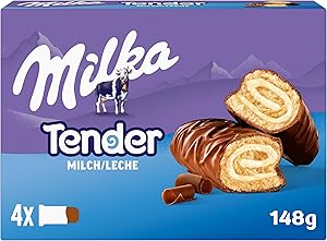 Milka Tender Barritas de Bizcocho con Relleno de Leche y Cubierto de Chocolate