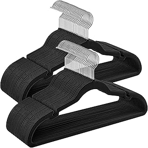 SONGMICS Perchas de Terciopelo, Juego de 50 Piezas, Antideslizantes, Ranuras