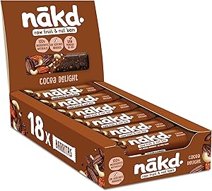 Nākd. Cocoa Delight - Barritas Raw de Fruta y Frutos Secos - 100% Ingredientes Naturales - Sin Azúcar Añadido - 18 x 35g 1 Nākd. Cocoa Delight - Barritas Raw de Fruta y Frutos Secos - 100% Ingredientes Naturales - Sin Azúcar Añadido - 18 x 35g