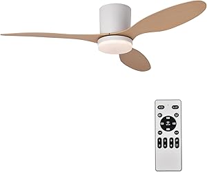 Ventilador de Techo con Luz y Mando a Distancia 106cm, Motor DC Silencioso, 3