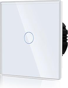 BSEED Interruptor Tactil luz pared,Vidrio Panel con luz Piloto,Sin Función