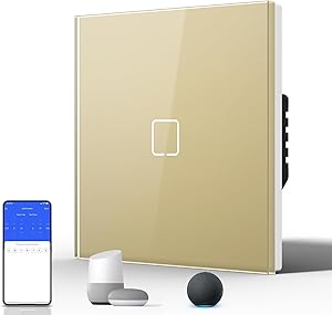 BSEED Interruptor Táctil de Pared Inteligente,Panel de Cristal,Pulsador con