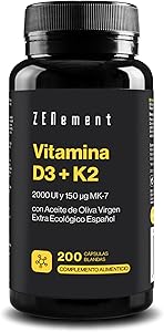Vitamina D3 + K2 | Vitamina D3 2000UI Vitamina K2 MK7 150 µg Alta
