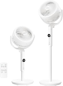 SONGMICS Ventilador de Pie, Ventilador Silencioso 20 dB, Mando a Distancia,