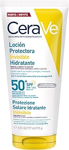 CeraVe Loción Protectora Invisible Hidratante SPF 50+, con 3 ceramidas