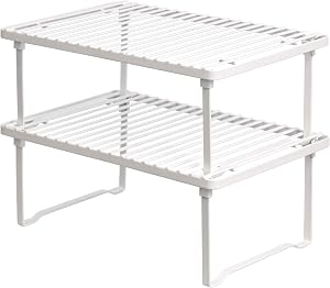Amazon Basics Estantes de cocina apilables para almacenaje, Blanco, 20.3 D x