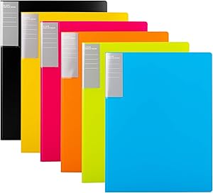 Amazon Basics Carpetas con fundas, A4, 30 fundas, 6 unidades, Multicolor