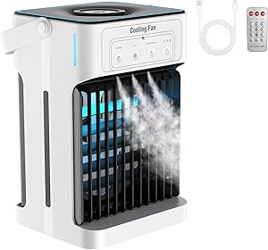 Mini Aire Acondicionado Portatil, Enfriador de Aire de 1100 ml, 3 Velocidades,3