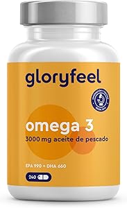 Omega 3 Cápsulas Alta Dosis - 3000mg de Aceite de pescado - 240 Cápsulas en