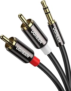 UGREEN Cable Jack 3.5mm a 2 RCA con HiFi Sonido de 2RCA Minijack a Macho Audio