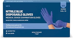 by Amazon Guantes Desechables de Nitrilo Azules, sin Polvo, Talla L, Paquete de All Ofertas Outlet by Amazon Guantes Desechables de Nitrilo Azules, sin Polvo, Talla L, Paquete de