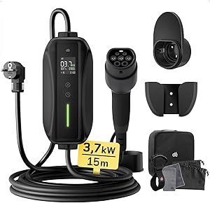 dé Cargador Coche Electrico 15m Cargador EV Tipo 2 Portátil con Enfuse Schuko,
