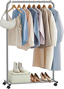 SONGMICS - Perchero para ropa con ruedas, percheros, barra soporta hasta 40 kg,