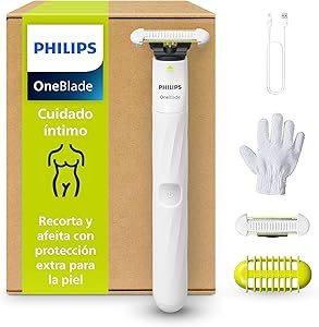 Philips OneBlade Intimate, Cuidado Íntimo, Recorta y Afeita con Protección