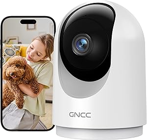 GNCC Camara Vigilancia WiFi Interior 355° PTZ 2K Cámara Vigilancia Interior con