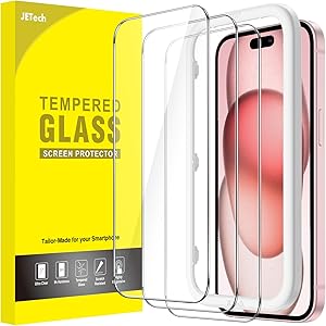 JETech Protector de Pantalla para iPhone 15 6,1 Pulgadas, Cristal Vidrio