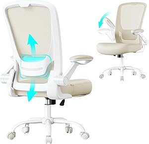 SONGMICS Silla de Oficina, Silla de Escritorio de Malla, Silla Giratoria