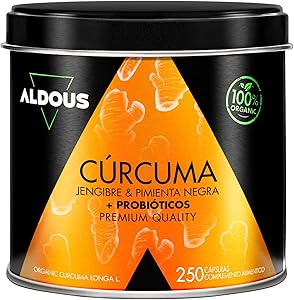250 Cápsulas PROBIÓTICOS + BIO Cúrcuma con Jengibre y Pimienta Negra - 1460mg -