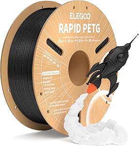 ELEGOO Filamento PETG Rápido 1.75 1KG Negro, PETG de Alta Velocidad 30-600mm/s