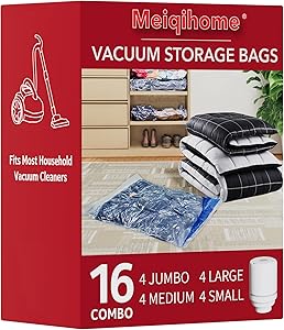 MEIQIHOME Juego de 16 Bolsas de Vacío con Bomba Eléctrica – 4J/4G/4M/4P –