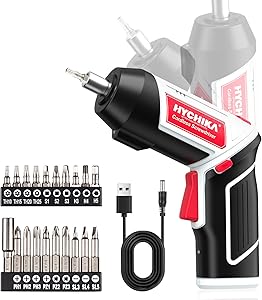 HYCHIKA Destornillador Eléctrico 6Nm, Bateria 3.6V 2,0 Ah, LED Luz, Carga Cable Tipo C, 20 Accesorios, Para Reparaciones en El Hogar 1 HYCHIKA Destornillador Eléctrico 6Nm, Bateria 3.6V 2,0 Ah, LED Luz, Carga Cable Tipo C, 20 Accesorios, Para Reparaciones en El Hogar