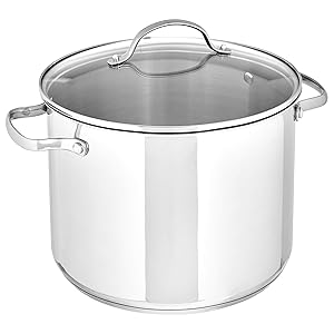 Amazon Basics Olla de acero inoxidable de 7.6 litros, con tapa, Plateado