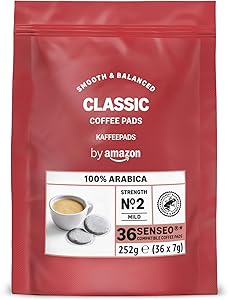 By Amazon - Café Clásico en Monodosis, 100% Arábica, Compatible con Senseo, 36