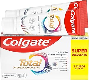 Colgate Total Prevención Activa Original Pasta de Dientes 2x75ml | Combate las