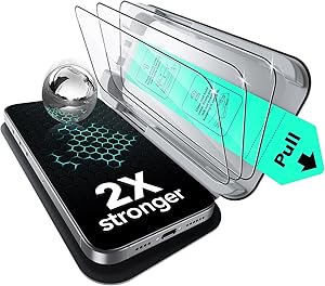 ESR Pack 3 Protectores de Pantalla para iPhone 15 Pro Max, Protección Militar,