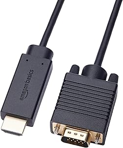 Amazon Basics Cable de HDMI a VGA, chapado en oro, 6 feet, negro