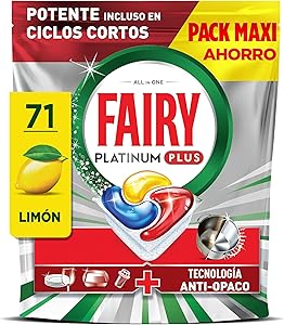 Fairy Platinum Plus Limón Cápsulas De Lavavajillas Todo En Uno, 71 Cápsulas,