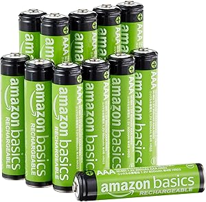 Amazon Basics paquete de 12 pilas AAA NiMH recargables, 800 mAh, 1,2 V, se