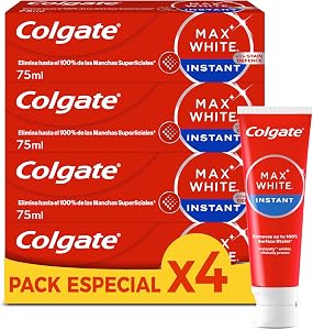 Colgate Max White Instant Pasta de dientes 4 x 75ml | elimina 100% manchas
