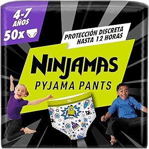 Dodot Pañal-Braguita Ninjamas, Talla 4-7 años, 50 pañales tipo braguita, pañal