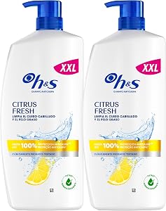 H&S Citrus Fresh Champú Anticaspa para Pelo Graso 2x1000ml, con Dispensador.