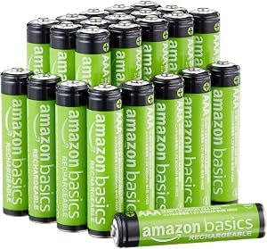 Amazon Basics paquete de 24 pilas AAA NiMH recargables, 800 mAh, 1,2 V, se