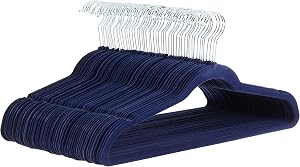 Amazon Basics Paquete de 50 perchas para ropa, delgadas, antideslizantes y