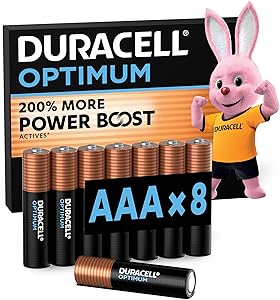 DURACELL Optimum Pilas AAA – Pilas alcalinas 1,5 V – 200 % más de activos POWER