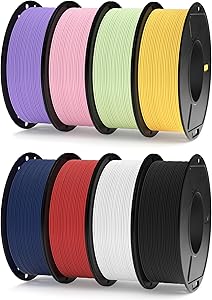 ELEGOO Filamento PLA MATE 1.75 250G Bobinas, 8 Rollos Multicolor, 250G por