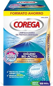 Corega Oxígeno Bio-Activo, Tabletas Limpiadoras Para Prótesis Dentales,